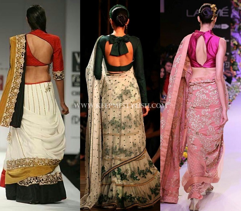 back open saree blouse design