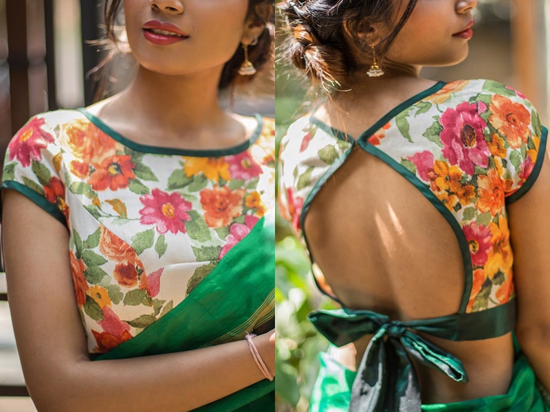 Floral Blouse Designs For Sarees