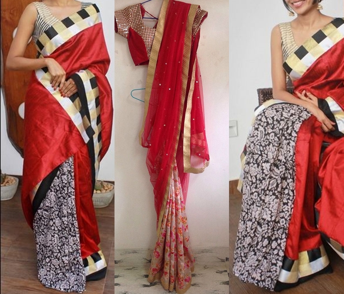 how to make designer saree from old saree