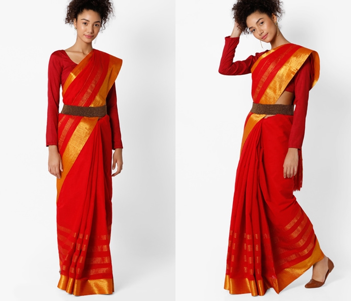 Indo Western Saree Draping And Blouse Designs
