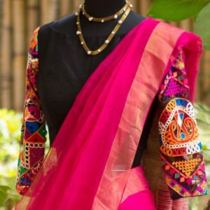 Plain Sarees With Kutch Work Blouse - A Must Try Style • Keep Me Stylish