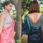 plain-sarees-with-contrasting-blouse
