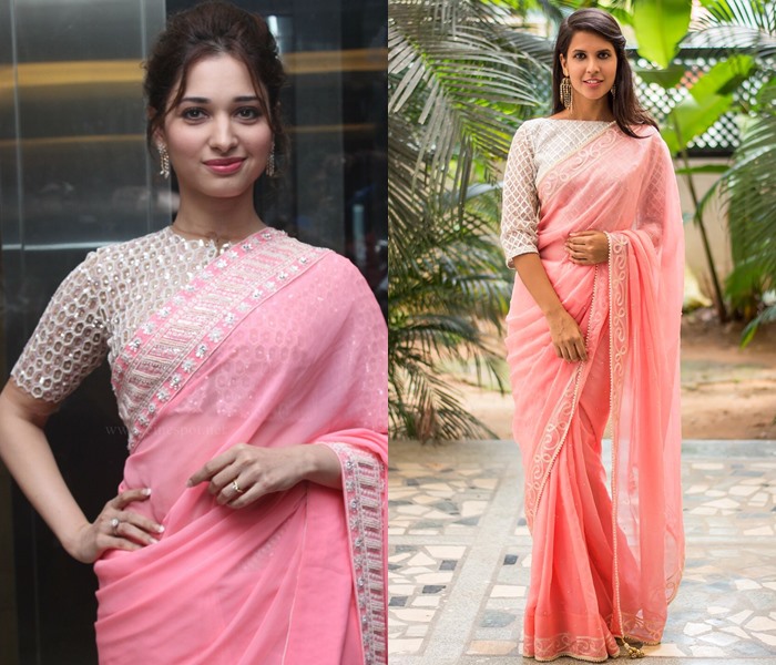 Pink Saree Blouse Designs