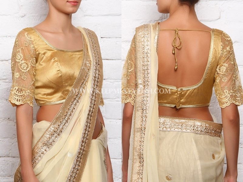 Gold Blouse Designs For Sarees