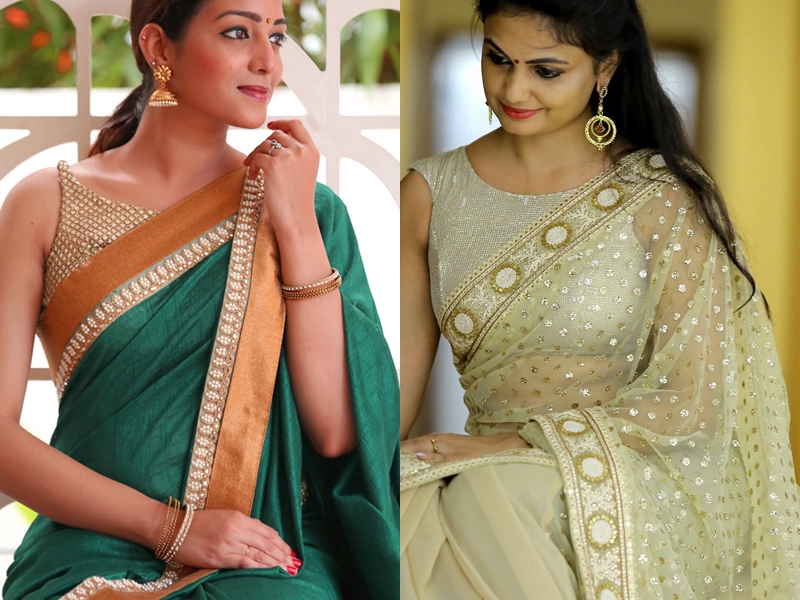 Gold Color Blouse Designs For Sarees