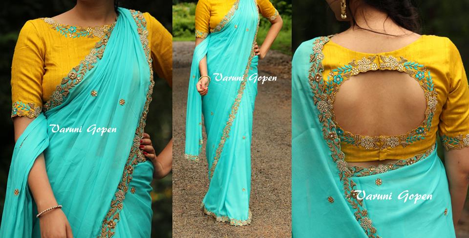 Blouse back neck designs for silk sarees