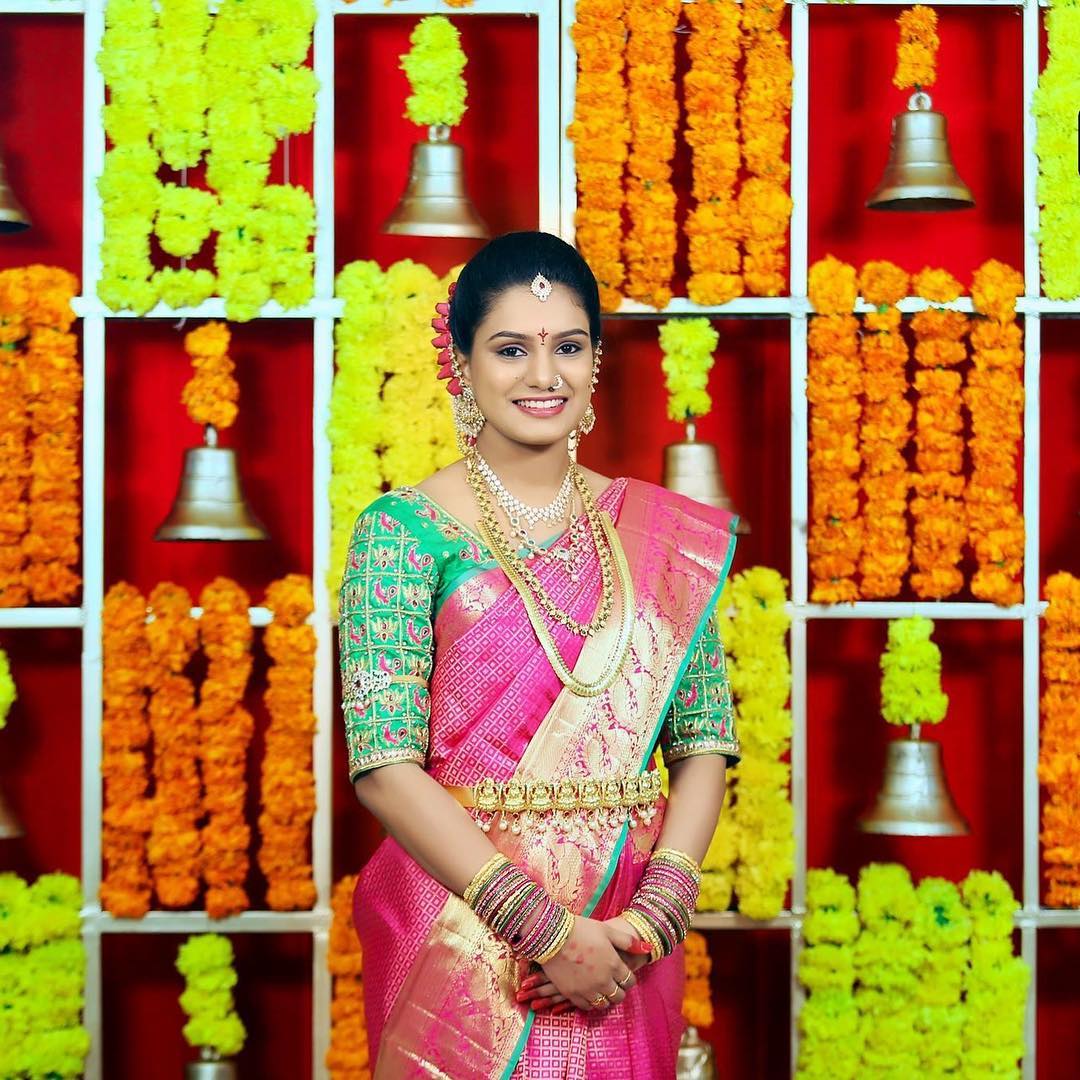 Contrasting Blouses For Pink Sarees