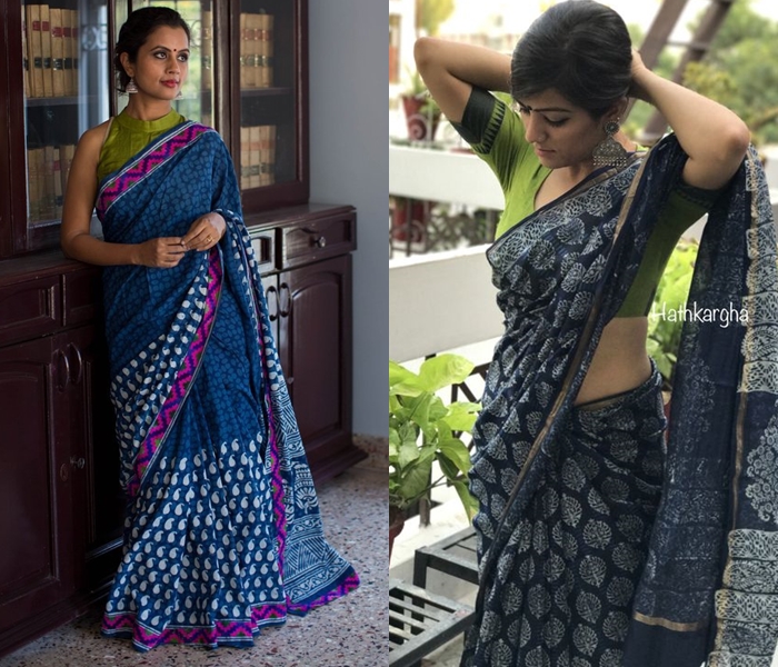 EE-R20243 Indigo mul cotton Sari – sakhifashions