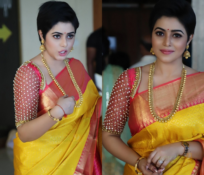 Silk Saree Blouse With Pearls