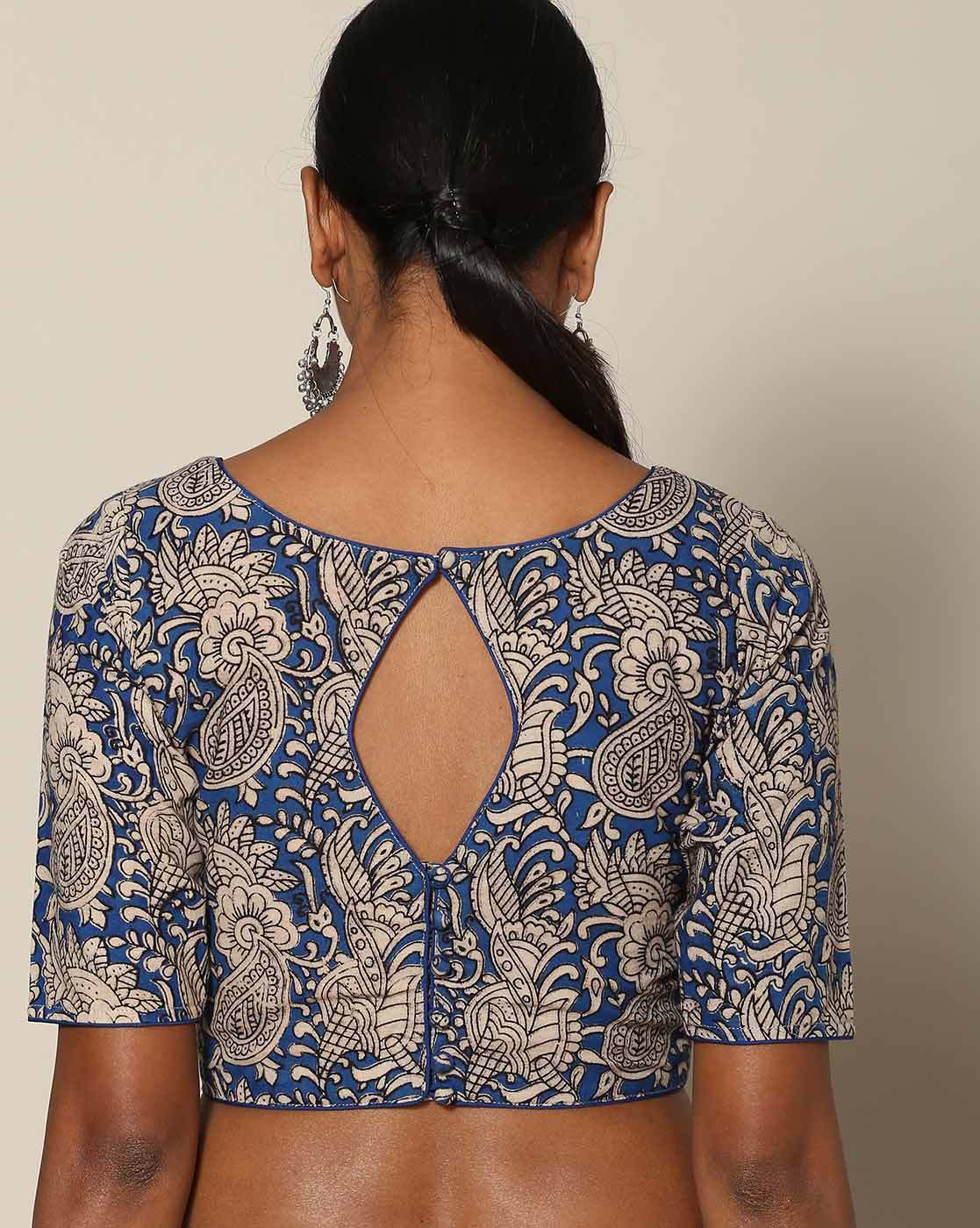 Simple Blouse Back Neck Designs For Cotton Sarees