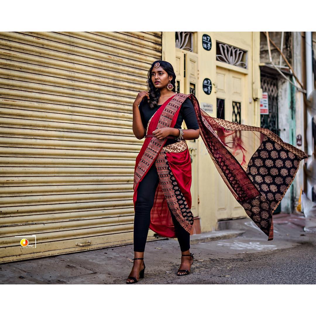 wear sarees with pants and skirts