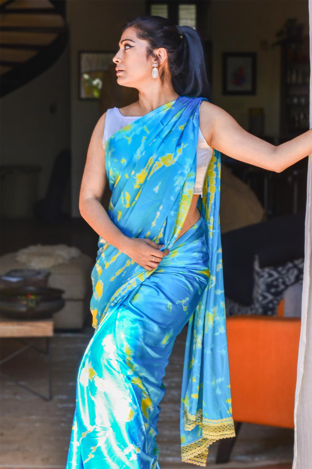Dyed Satin Saree Designs