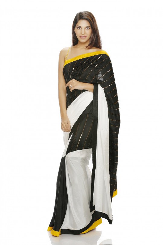 black and white sarees