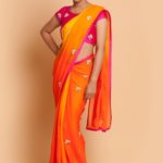 contrast-blouse-for-orange-saree (3)
