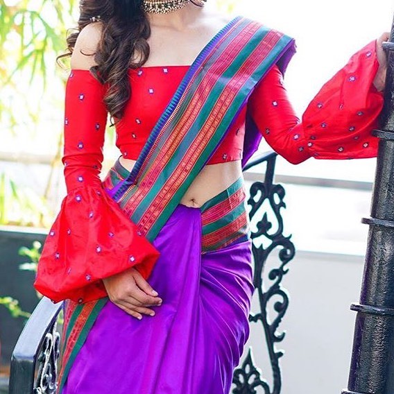 long sleeve saree blouse designs