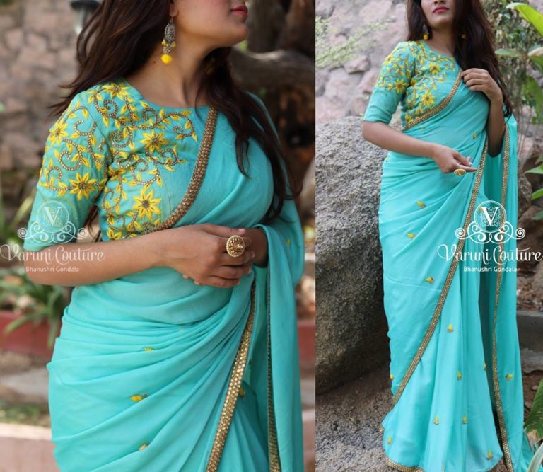 Style Plain Saree with Embroidery Blouse – 17 Chic Ideas! • Keep Me Stylish