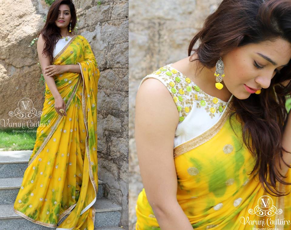 Plain saree with embroidery blouse