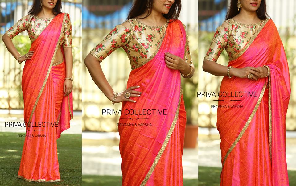 high neck blouse designs for silk sarees
