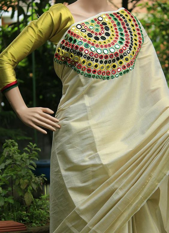 Kerala onam saree blouse neck designs
