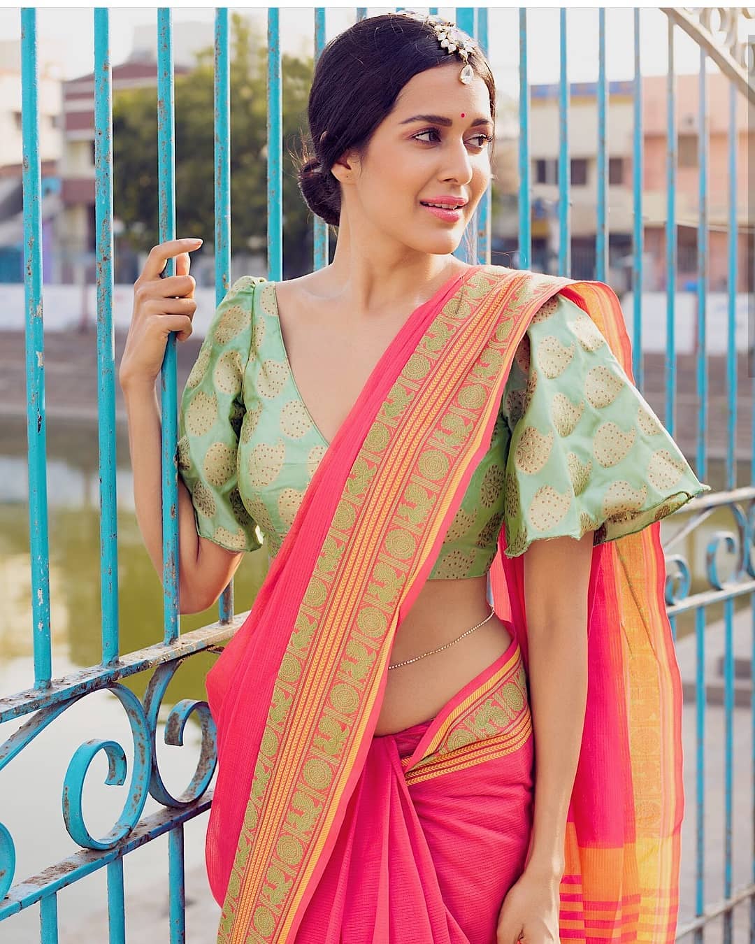 Buy Hot Pink Pre-Draped Cowl Saree With Blouse Set by Designer NUPUR KANOI  Online at Ogaan.com
