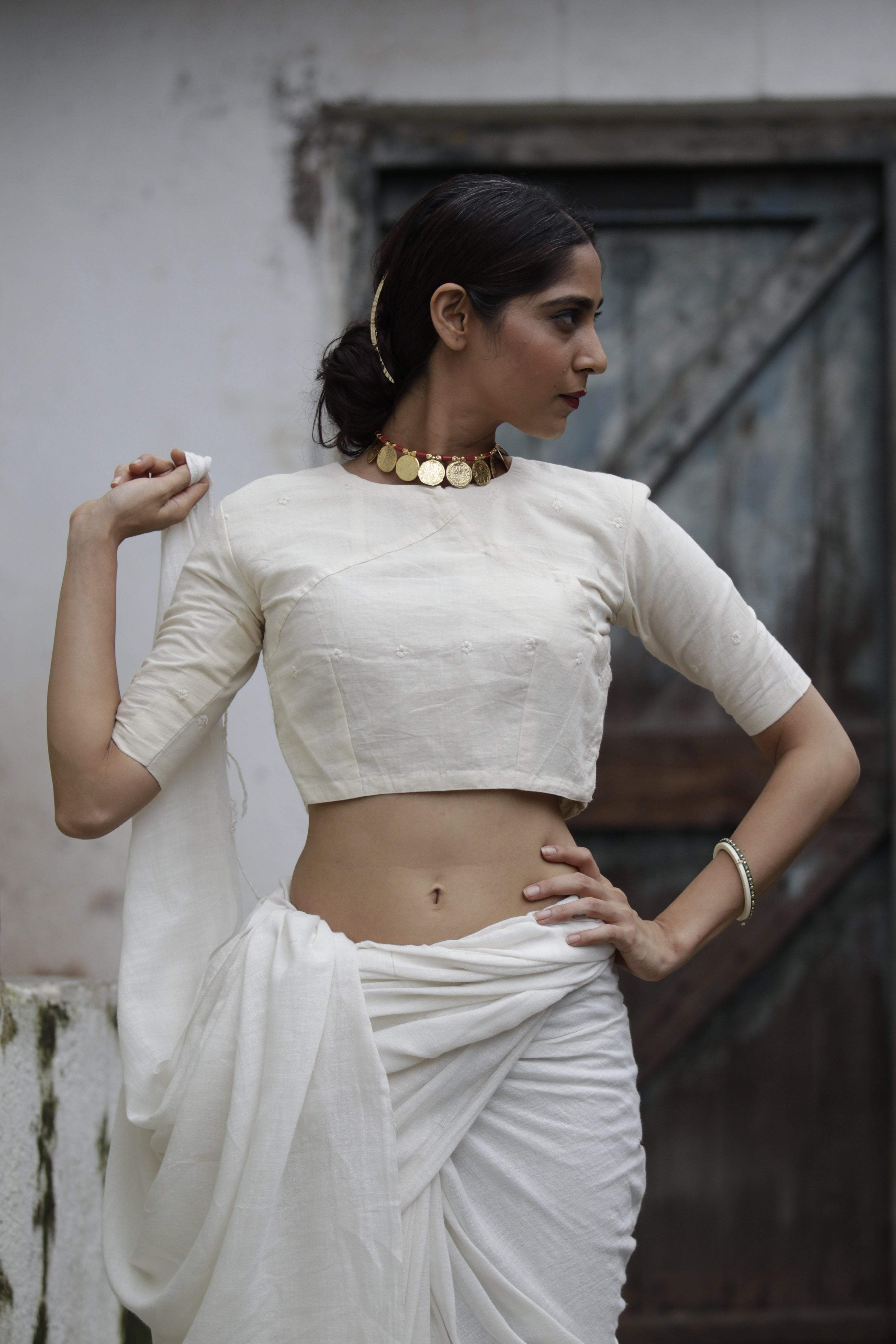 stylish cotton saree blouses