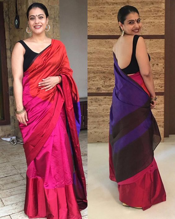 what saree to wear with black blouse