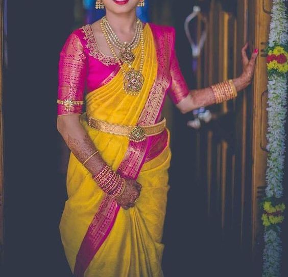 yellow wedding saree designs