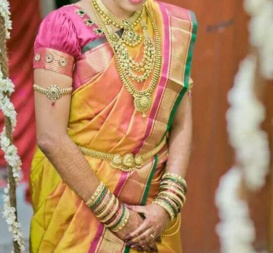 yellow wedding saree designs