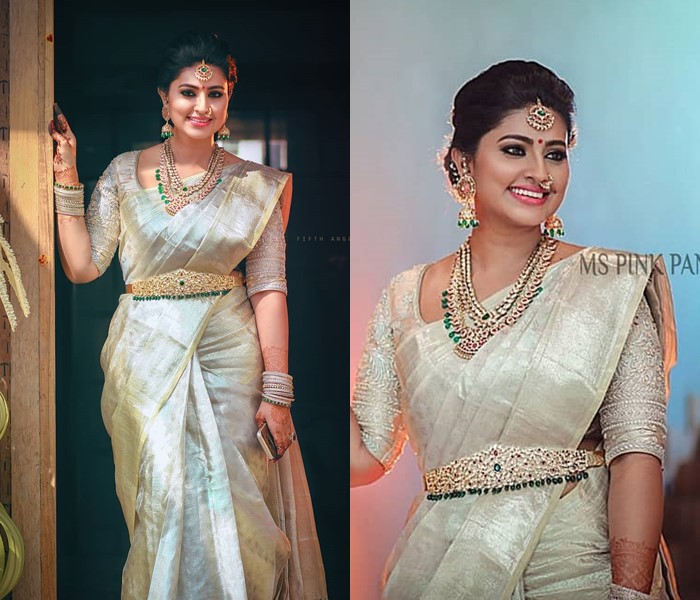 A statement jewellery on a traditional pattu saree always makes you stand  out  Makeup artist touchedbythankam Follow  Instagram