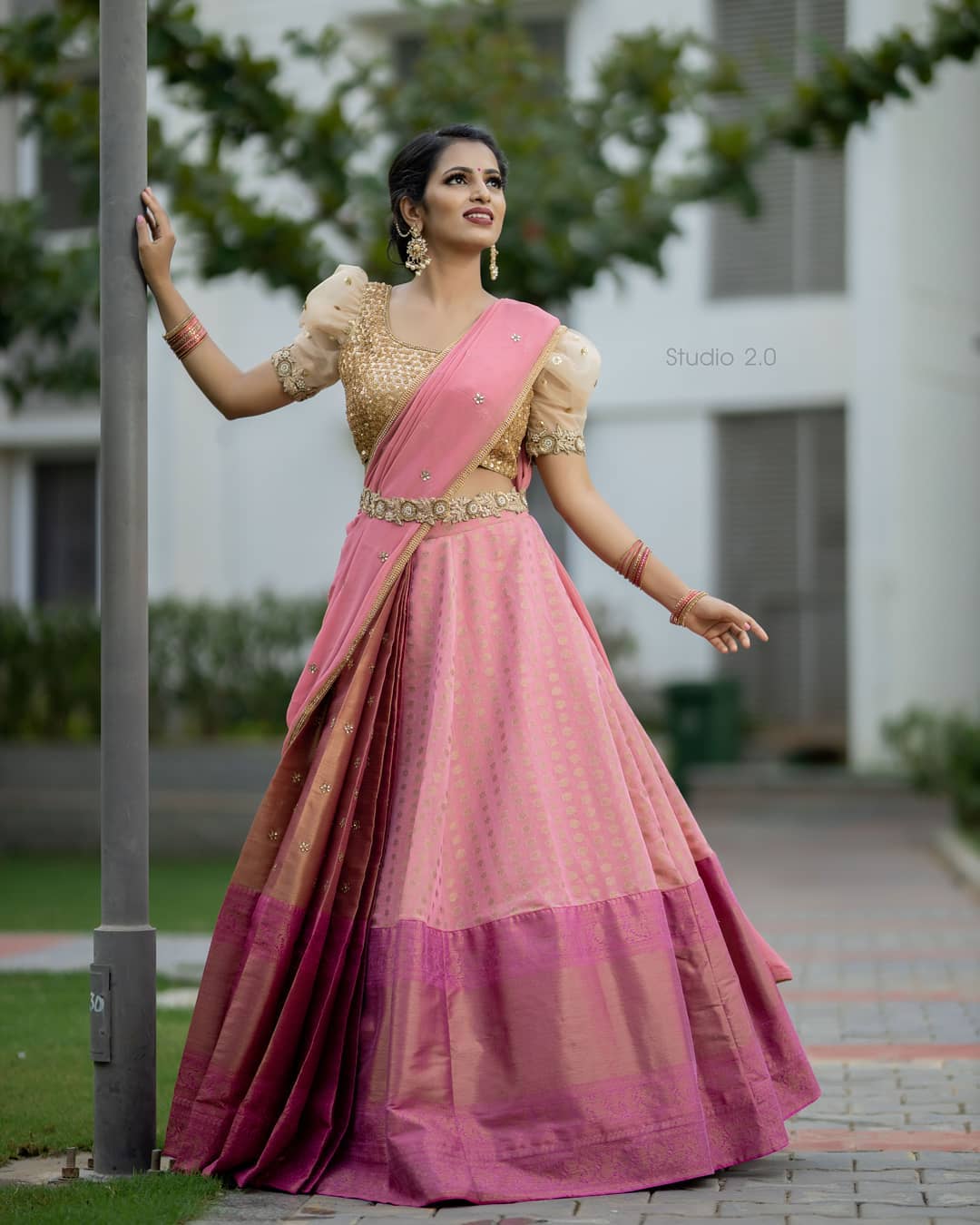 Pure Pattu Half saree | langa Voni Designs for Girls – Shivangi - Pattu  pavadai & Half Saree Shop