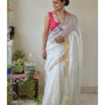 White-Saree-and-contrast-blouse(11)