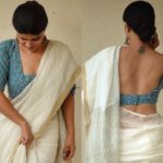 White-Saree-and-contrast-blouse(Featured Image)