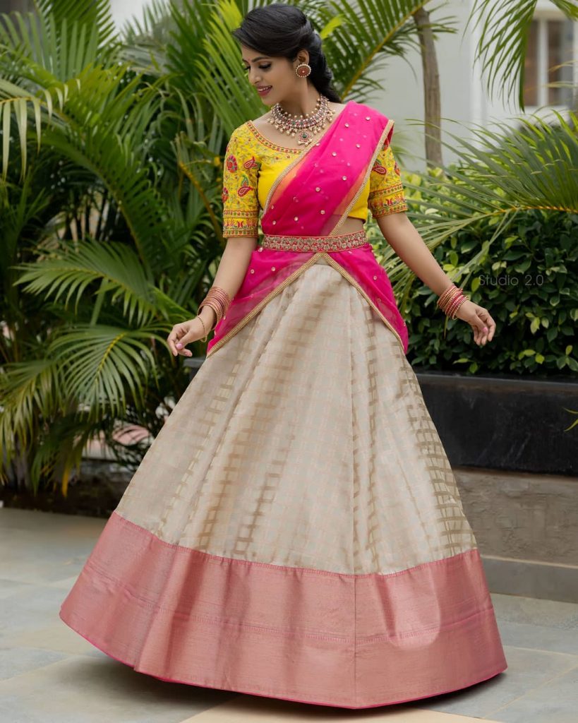 Traditional And Trendy Pattu Half Saree Designs To Check Out