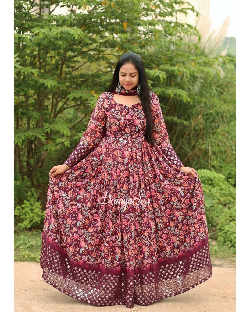 VISHVA SAREE Maxi Long Dress for Girls Traditional Full Length Dresses