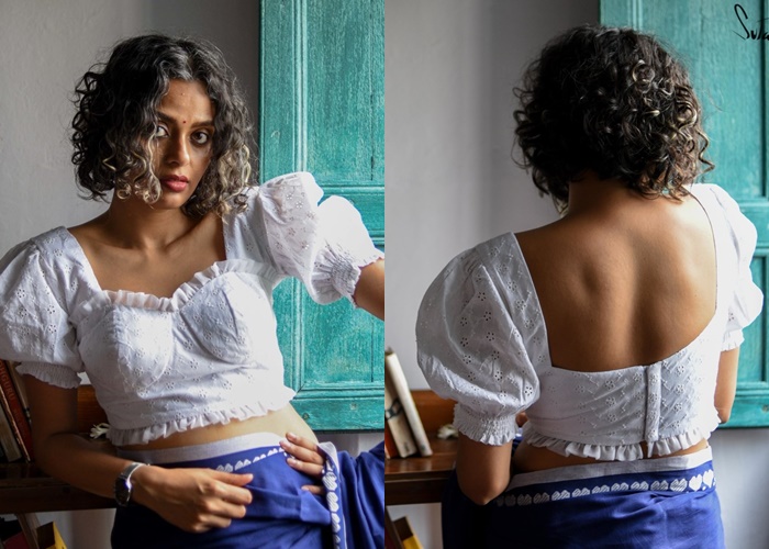 Linen saree blouse designs